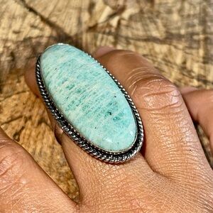 Large Amazonite Ring Size 10